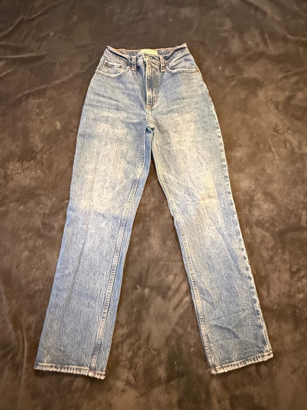 Abercrombie Fitch Curve Love 90s Straight Jeans Ultra High Rise Blue 24 00S Deni